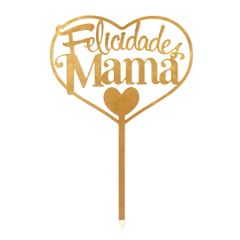 Topper Felicidades mamá dorado 14,3 cm - Dekora