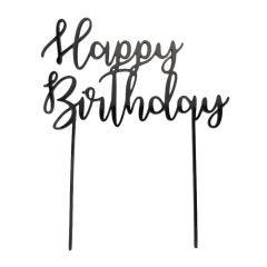Topper Happy Birthday acrílico negro 17 cm