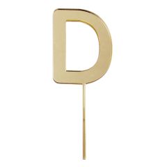Topper letra "D" acrílica dorada efecto espejo 8 cm