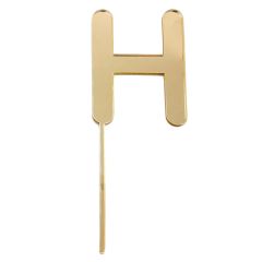 Topper letra "H" acrílica dorada efecto espejo 8 cm