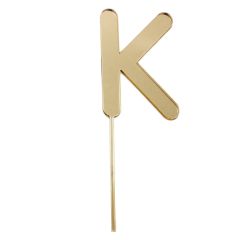 Topper letra "K" acrílica dorada efecto espejo 8 cm