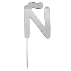 Topper letra "Ñ" acrílica plateada efecto espejo 9 cm