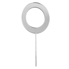 Topper letra "O" acrílica plateada efecto espejo 8 cm