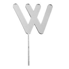 Topper letra "W" acrílica plateada efecto espejo 10 cm