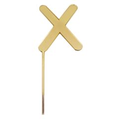 Topper letra "X" acrílica dorada efecto espejo 8 cm