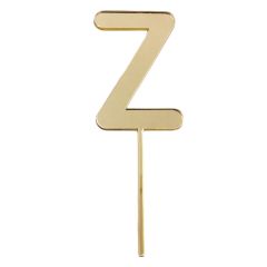 Topper letra "Z" acrílica dorada efecto espejo 8 cm