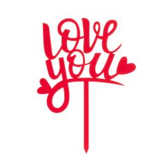 Topper Love You rojo 13,5 cm - Dekora