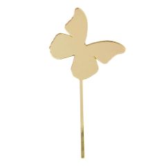 Topper mariposa acrílica dorada efecto espejo 8 cm