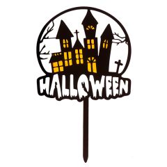 Topper negro casa encantada Halloween 10 cm - Dekora