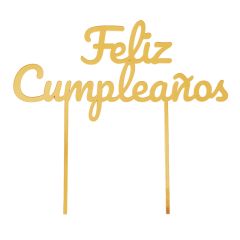 Topper para tartas dorado Feliz Cumpleaños 18 cm