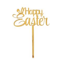 Topper para tartas dorado Happy Easter 12 cm
