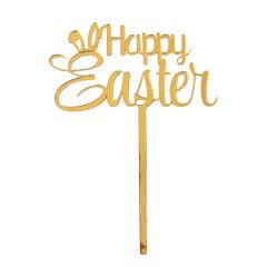 Topper para tartas dorado Happy Easter 18 cm