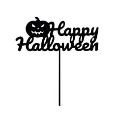 Topper para tartas Happy Halloween y calabaza 12 cm