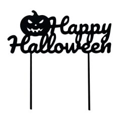 Topper para tartas Happy Halloween y calabaza 18 cm