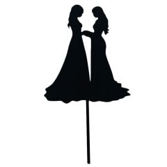 Topper para tartas negro silueta pareja de novias
