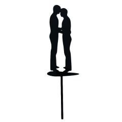Topper para tartas negro silueta pareja de novios