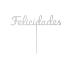 Topper para tartas plateado Felicidades 12 cm