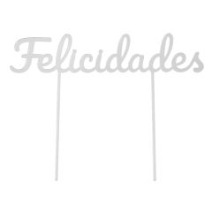 Topper para tartas plateado Felicidades 18 cm