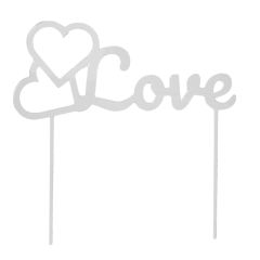 Topper para tartas plateado Love con corazones 18 cm