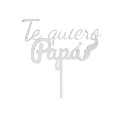 Topper para tartas plateado Te quiero Papá con bigote y pajarita 12 cm