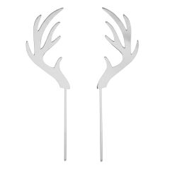 Toppers para tartas plateados cuernos de reno Navidad 11 cm (2)
