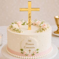 Topper personalizado cruz comunión nombre grabado - Varios tamaños