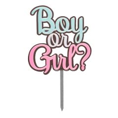 Topper plateado Boy or Girl 16,5 cm - Dekora