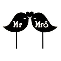 Topper silueta Pájaros Mr & Mrs 8 cm