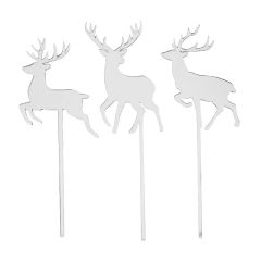 Toppers para tartas plateados renos Navidad 6 cm (3)
