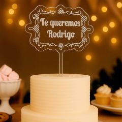 Topper transparente filigrana texto personalizado 