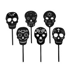 Toppers para cupcakes calaveras Catrinas de Halloween 4 cm (6)