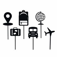 Toppers para cupcakes negros de viaje 4 cm (6)