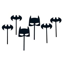 Toppers para cupcakes negros Batman y murciélagos 4 cm (6)