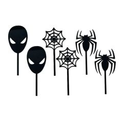 Toppers para cupcakes negros Spiderman, arañas y telas 4 cm (6)