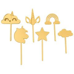 Toppers para cupcakes dorados unicornios 4 cm (6)