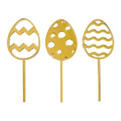 Toppers para tartas dorados huevos de Pascua 6 cm (3)