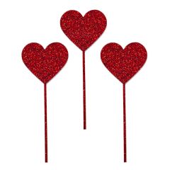 Toppers para tartas rojos glitter Corazones 6 cm (3)