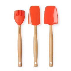 Utensilios de cocina con mango de madera Volcánico (3) - Silicona - Le Creuset