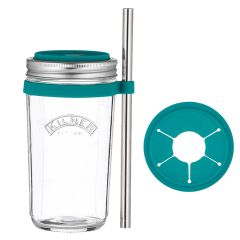 Vaso de cristal para smoothies con pajita y accesorios 500 ml - Kilner