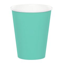 Vasos de papel verde menta 250 ml (8) - Conver Party