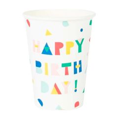 Vasos de papel Happy Birthday 200 ml (8) - My Little Day