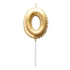 Vela dorada con forma de globo número 0 - Pastkolor