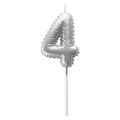 Vela plateada con forma de globo número 4 - Pastkolor