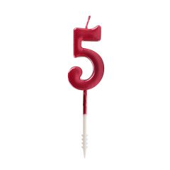 Vela roja metalizada número 5 - Ibili