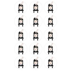 Oblea Wednesday Addams o Miércoles Addams 5 cm (15) - María Lunarillos