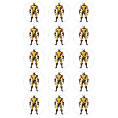 Papel de azúcar de Wolverine (Marvel) - 5 cm (15) - María Lunarillos