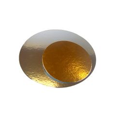 Platos redondos para tarta dorado y plateado 20 cm (3)