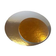 Platos redondos para tarta dorado y plateado 28 cm (3)