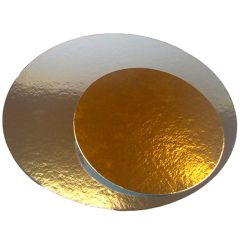 Platos redondos para tarta dorado y plateado 35 cm (3)