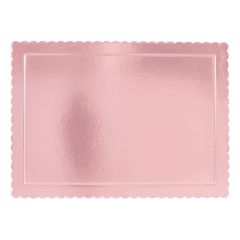 Bandeja rectangular ondulada rosa bebé metalizada 35 x 25 cm - Pastry Colours